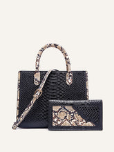 Retro Snakeskin Print Tote Bag Set - Shah S. Sahota